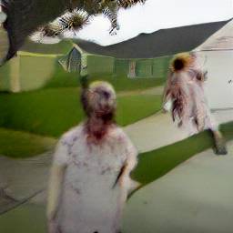 Picture of zombies swarming up against the windows of a house